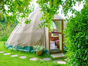 Glamping in an Iranian Alachigh in rural Camarthenshire, Wales